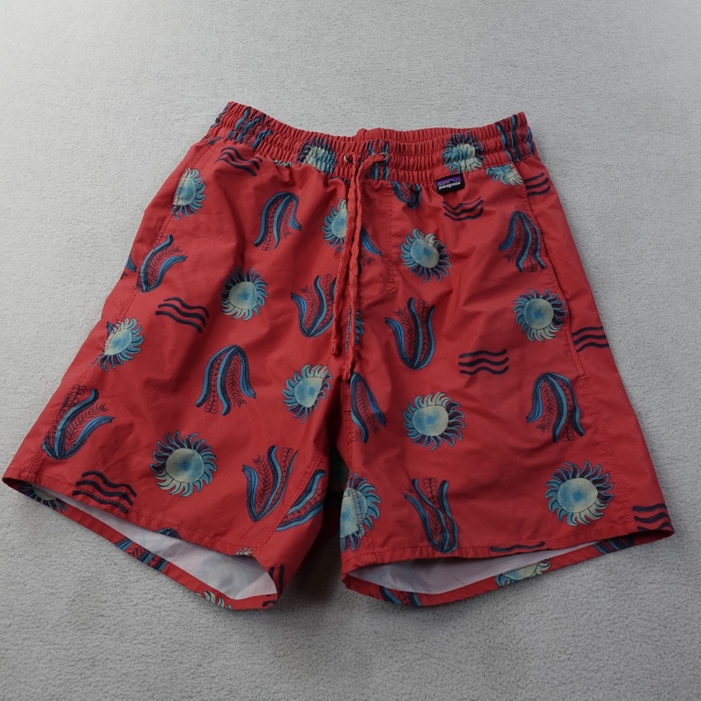 Patagonia Hydropeak Volley Shorts Mens XS Red Geometric Desert Pull On Swimming
